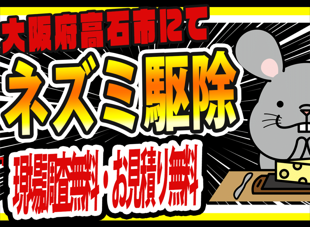 大阪府高石市にてネズミ駆除の現場調査無料・お見積り無料