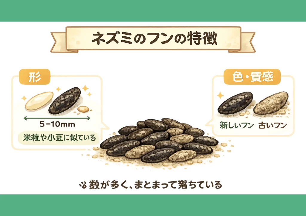 ネズミのフンの特徴