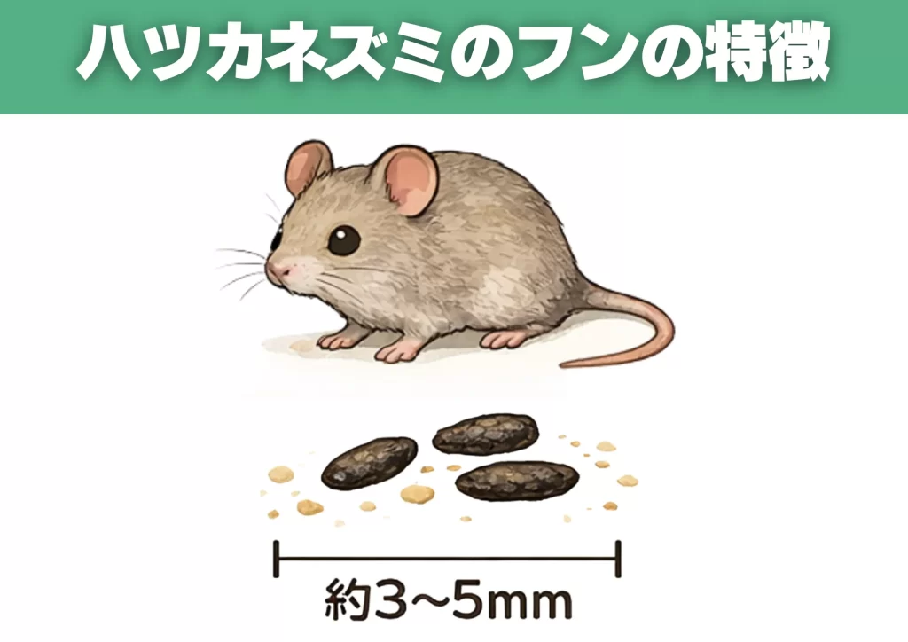 ハツカネズミのフンの特徴