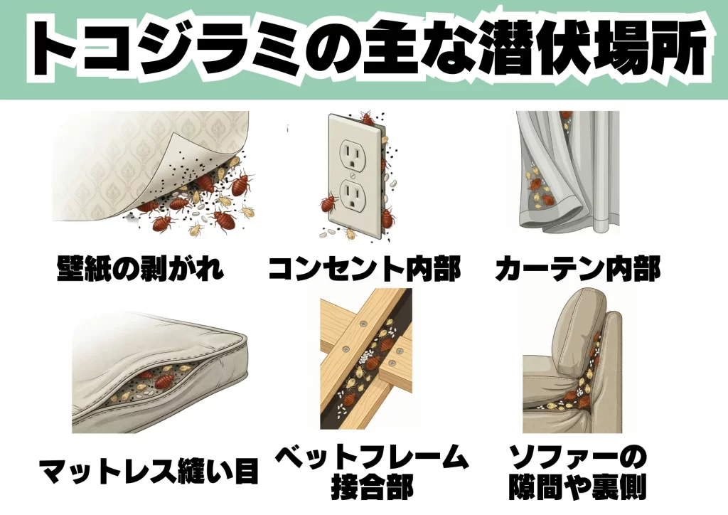 トコジラミの潜伏場所